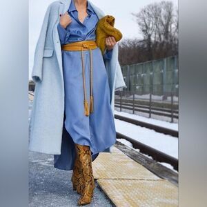 ZARA Dress Satin Effect Shirt Dress Size Small • BLOGGER FAVORITE •